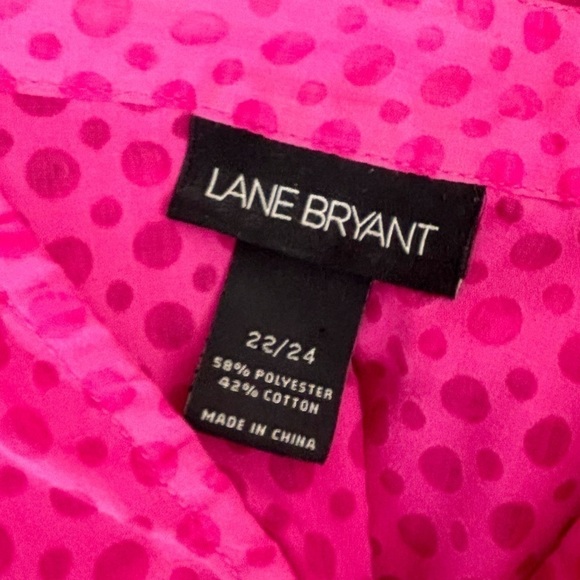 Lane Bryant Pink Boho Polka Dots Button Up Top Size 22/24 - Picture 11 of 12
